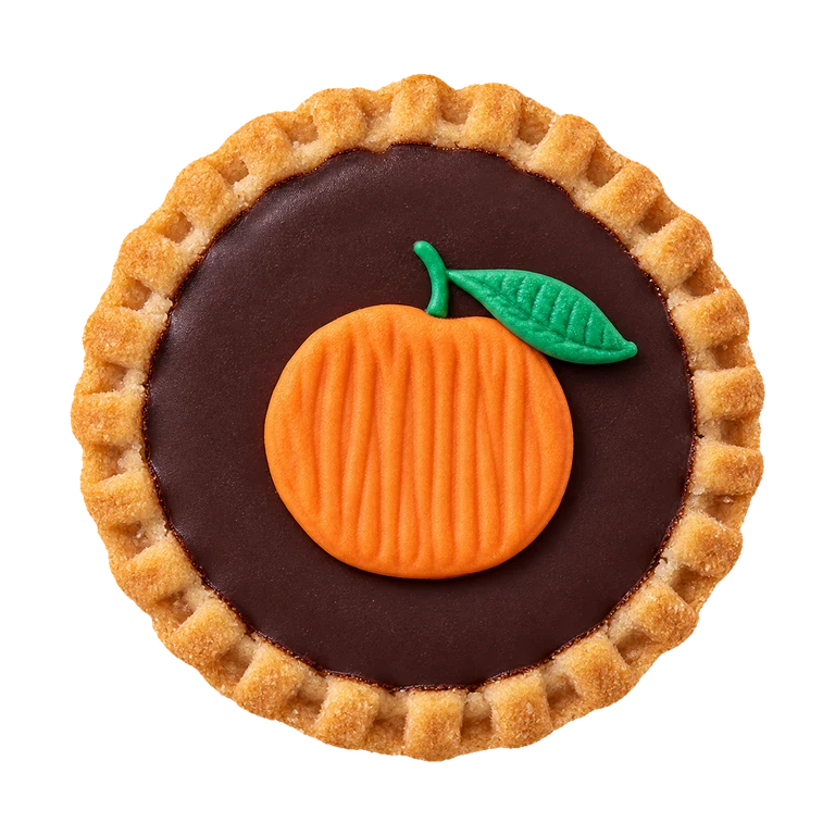 Biscuiteers Chocolate Orange Mince Pies, top view