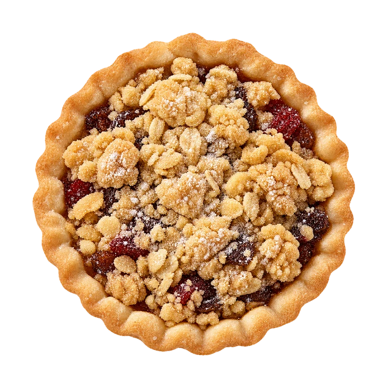 DukesHill Cranberry Spiced & Oat Crumble Mince Pies, top view