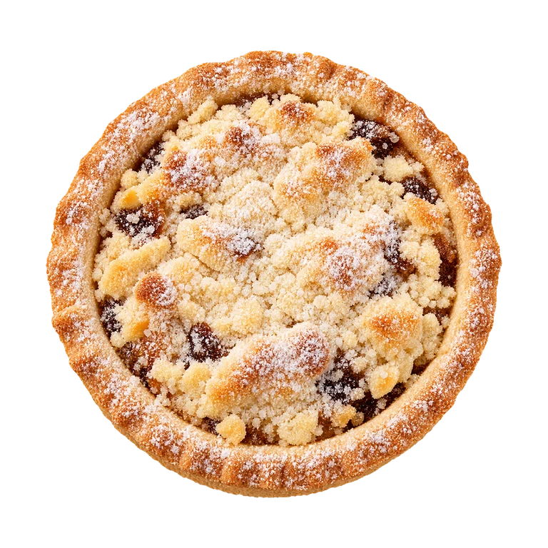 Wilfreds Pies Baileys Almond Crumble Mince Pies, top view