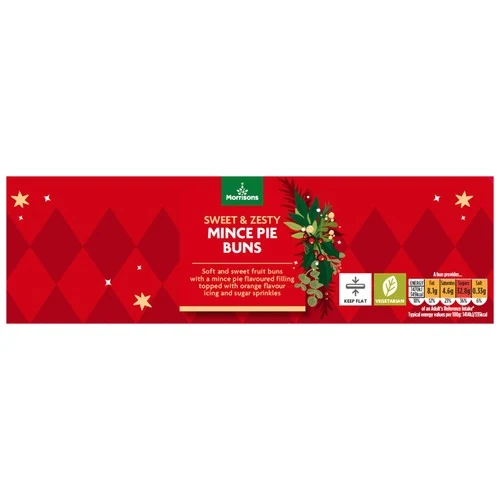 Morrisons Morrisons Mince Pie Buns 2 Pack, packaging